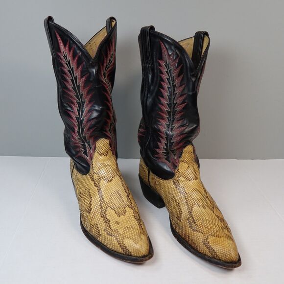VTG Tony Lama Exotic Python Snakeskin Men\'s Western Cowboy Boots 9225 Size 8EE main image 10